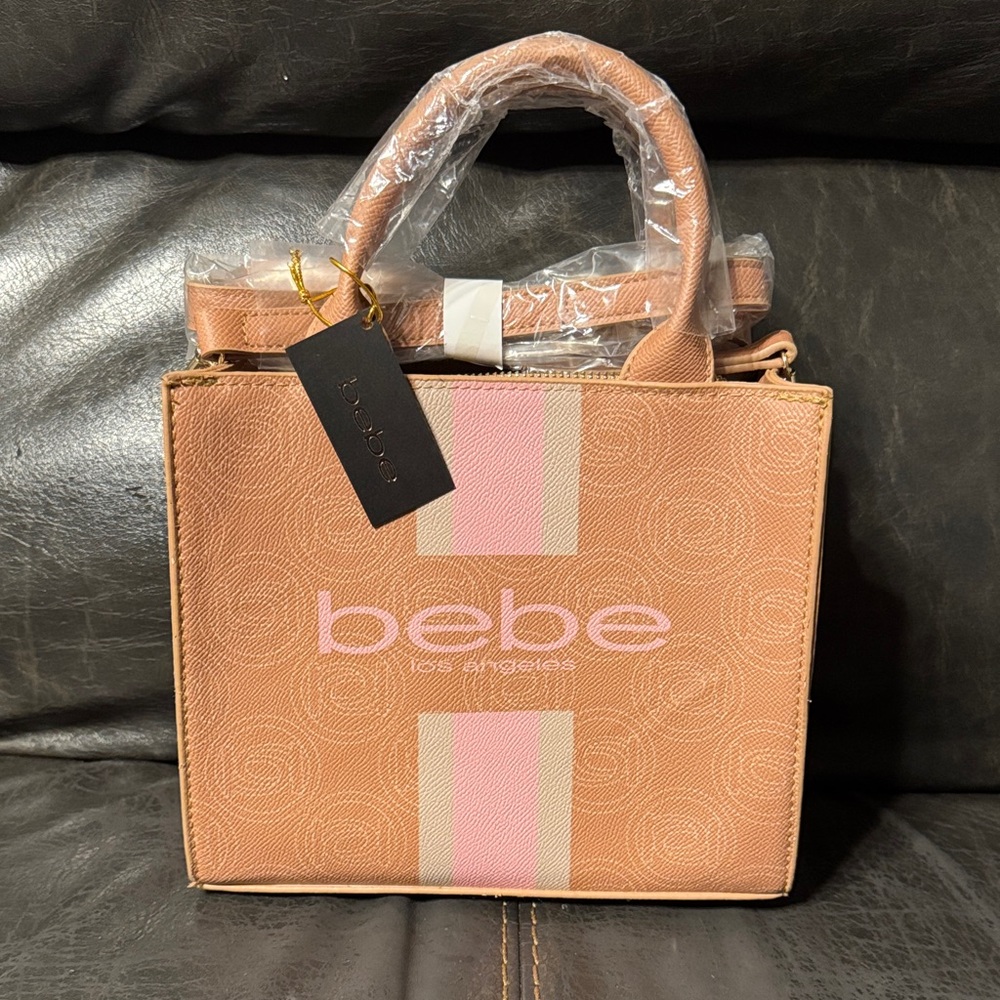 Bebe Pink and Tan Tote Bag